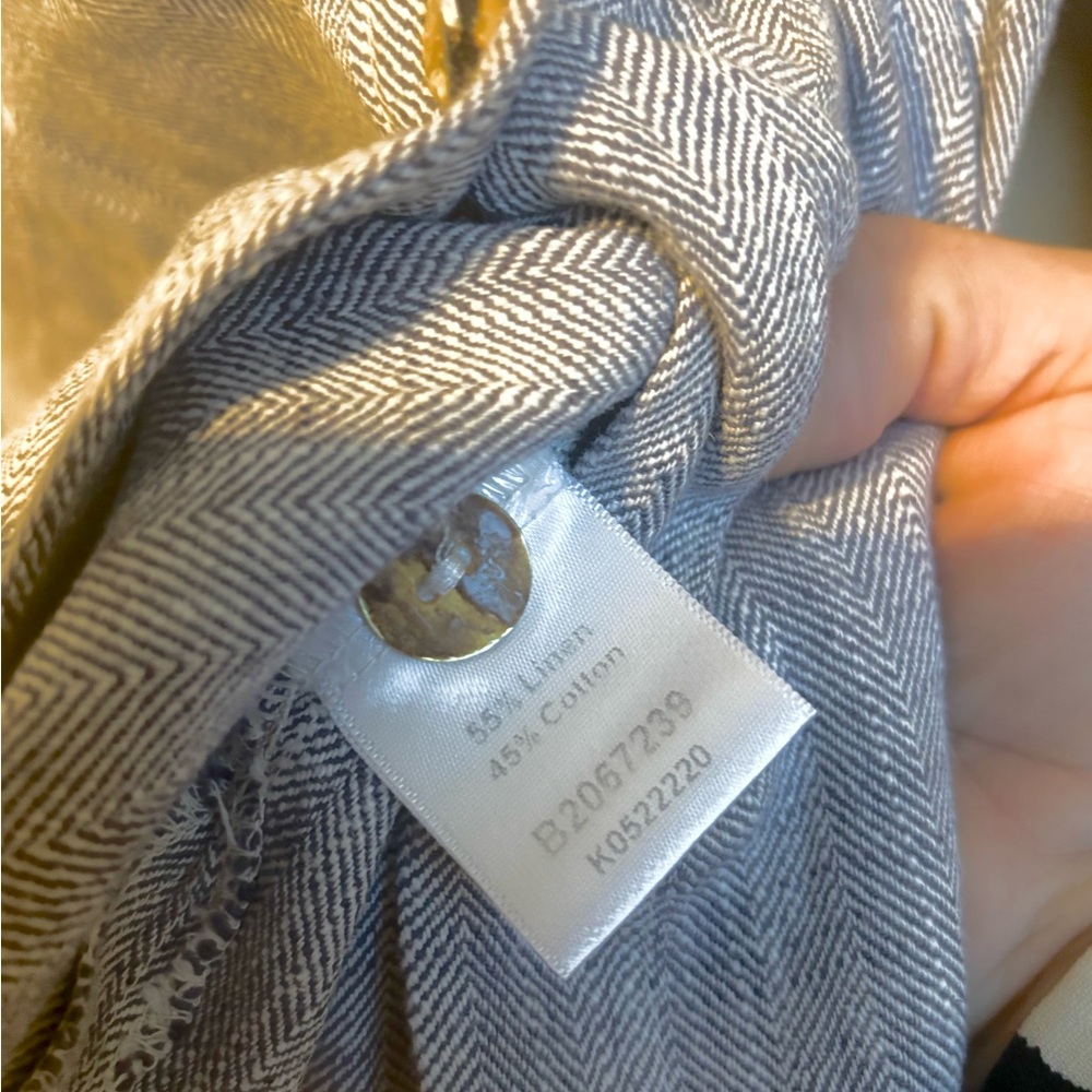 Keen Button Down Tunic Top Linen Cotton chevron Print Sz L Lagenlook Minimalist - Picture 6 of 6
